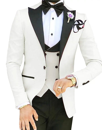 Riolio prom suit Men 3 Pieces Suits For Men Custom Made Groom Groomsmen Tuxedos Wedding Men Suit Terno Masculino(Jacket+Pant+Vest)